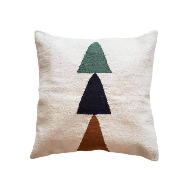 Decorative pillow with geometric triangle design on a Cream Ivory
background