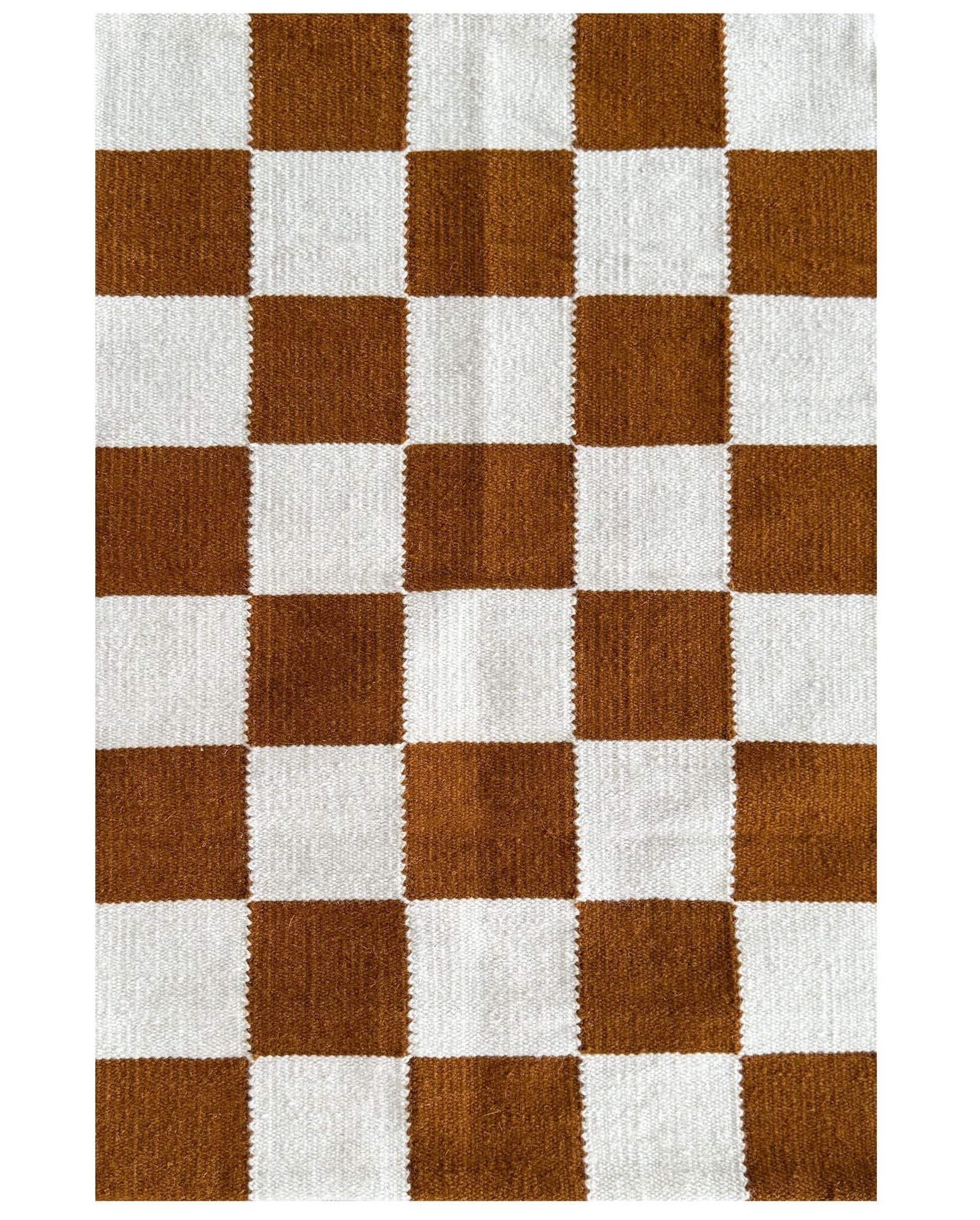 Rustic Checkered Rug – Handwoven Wool | Mumo Toronto
