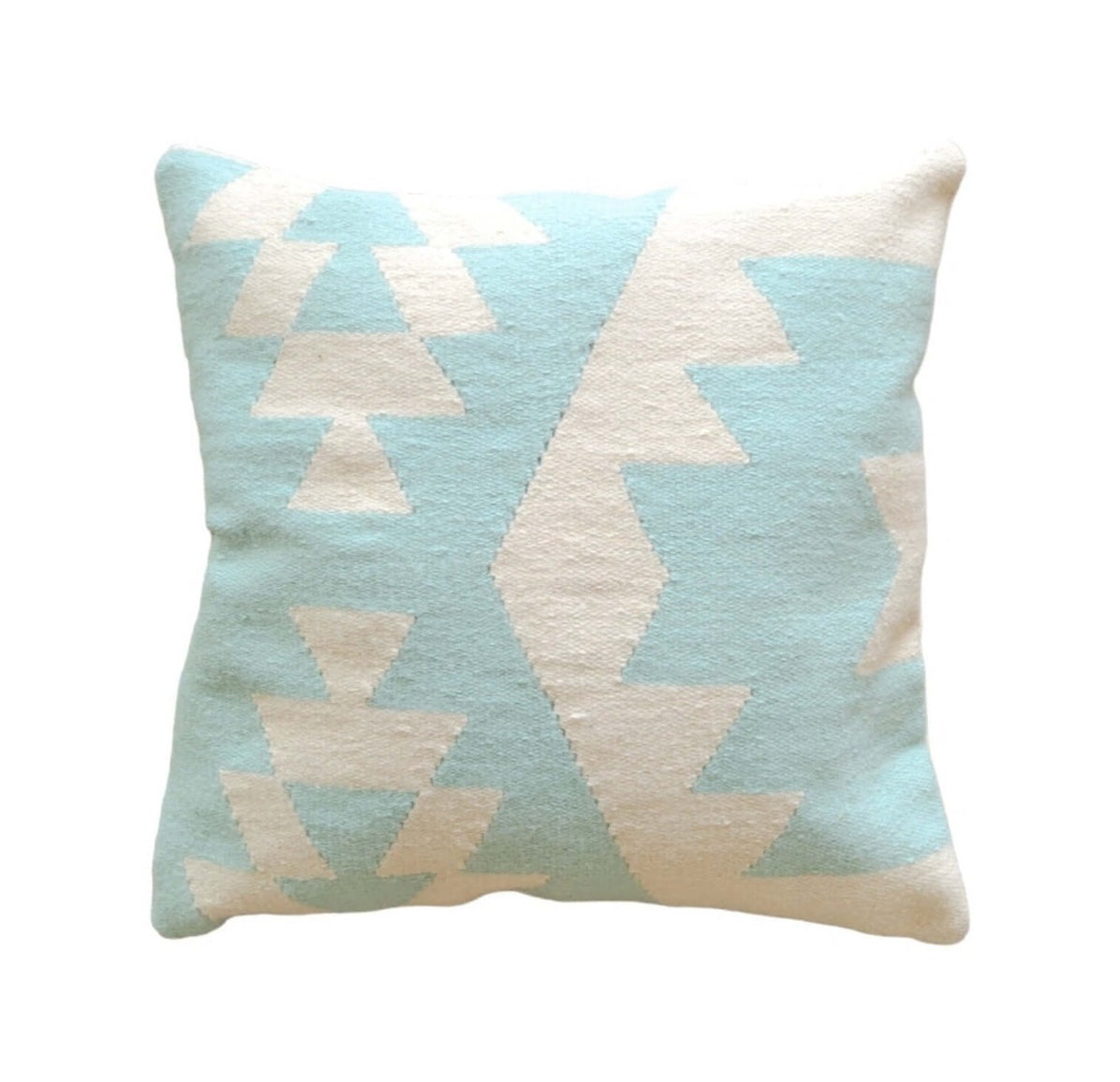 Decorative pillow with geometric pattern on a white background