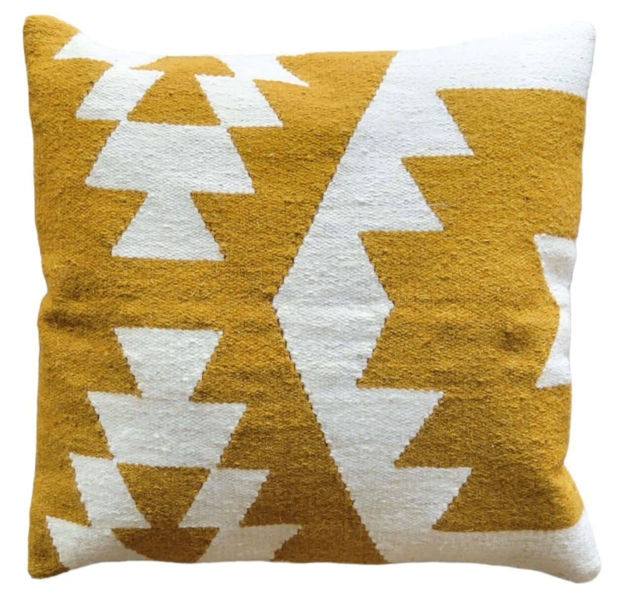 mustard handwoven throw pillow