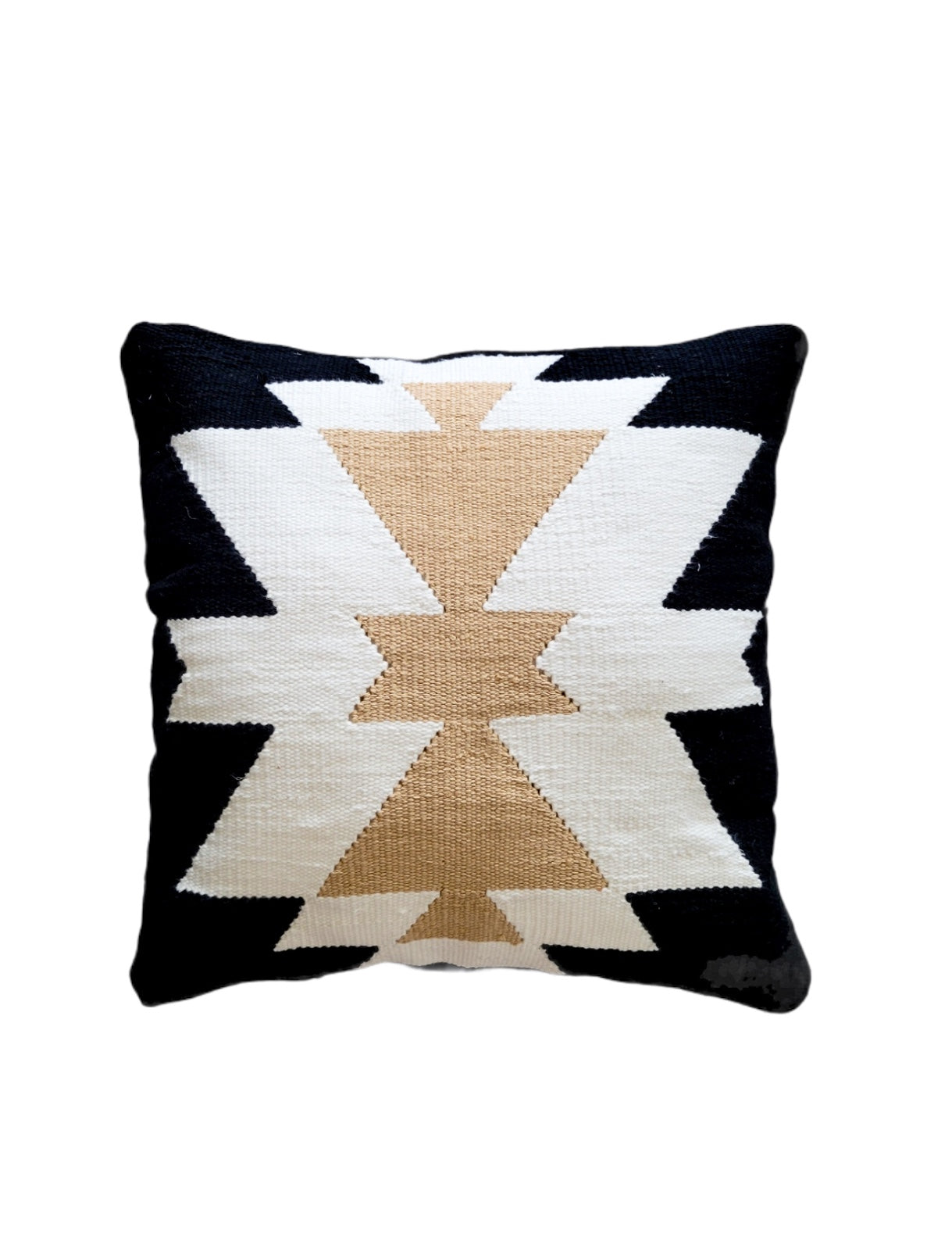 Decorative pillow with geometric pattern on a white background