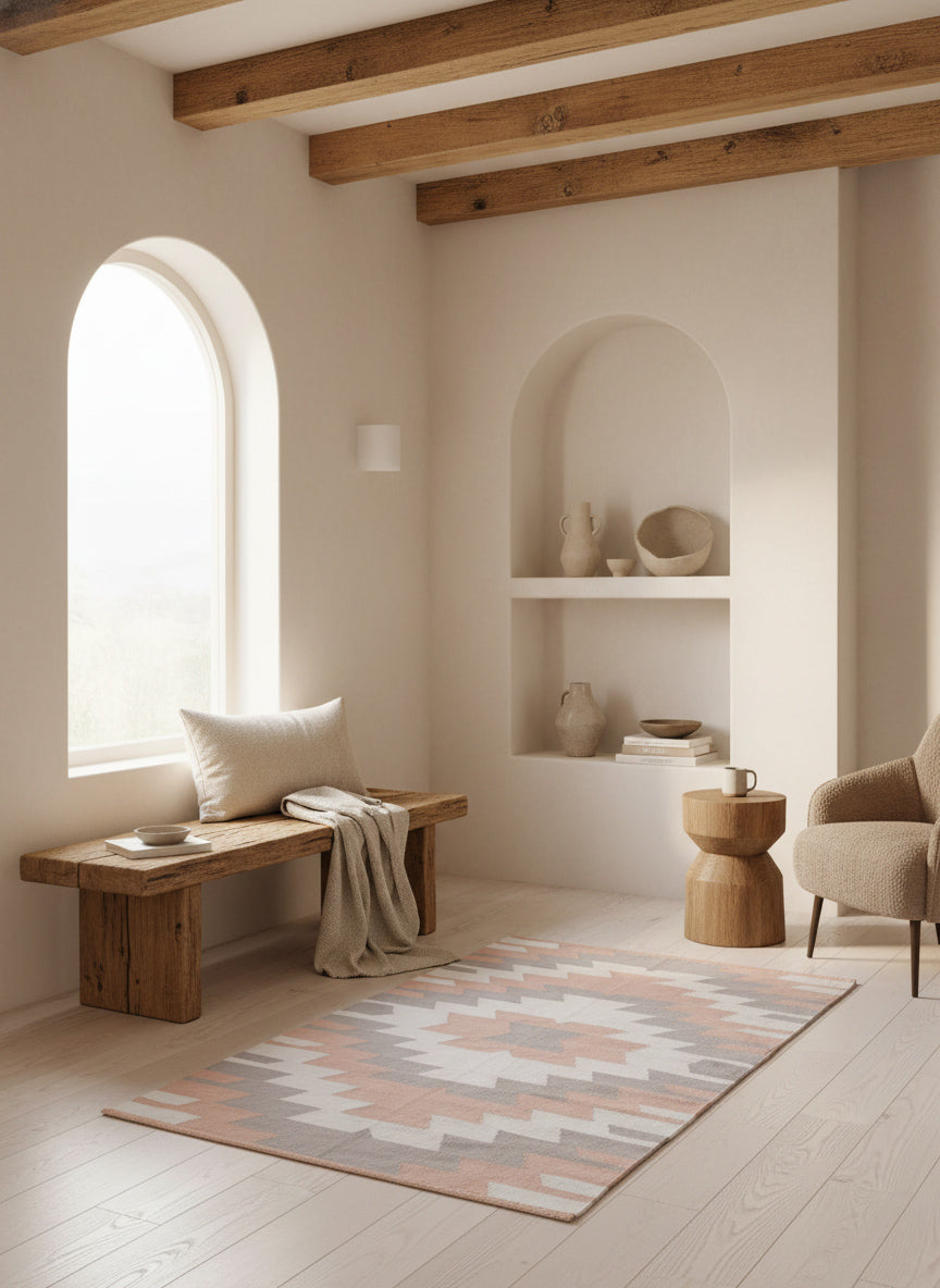 Verra Pink Handwoven Kilim Rug