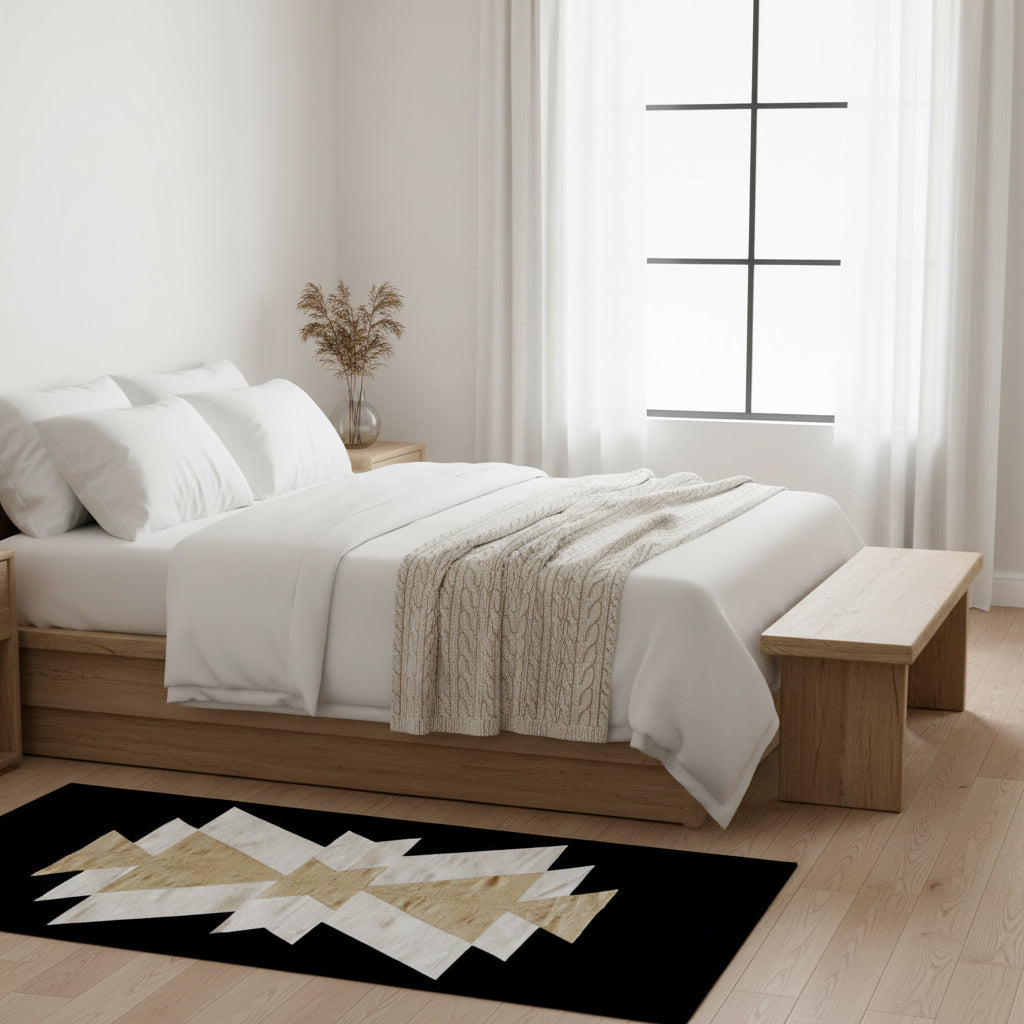 Royal Black Handwoven Rug | Black