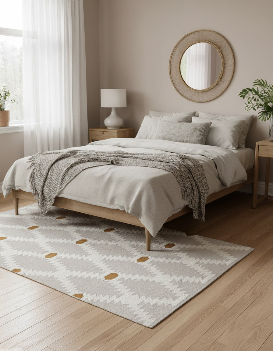 Taupe Diamonds Handwoven Kilim Rug