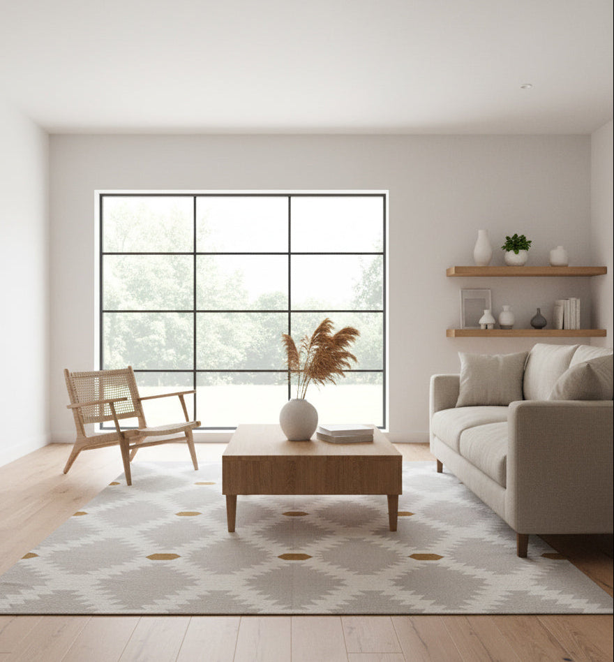 Taupe Diamonds Handwoven Kilim Rug