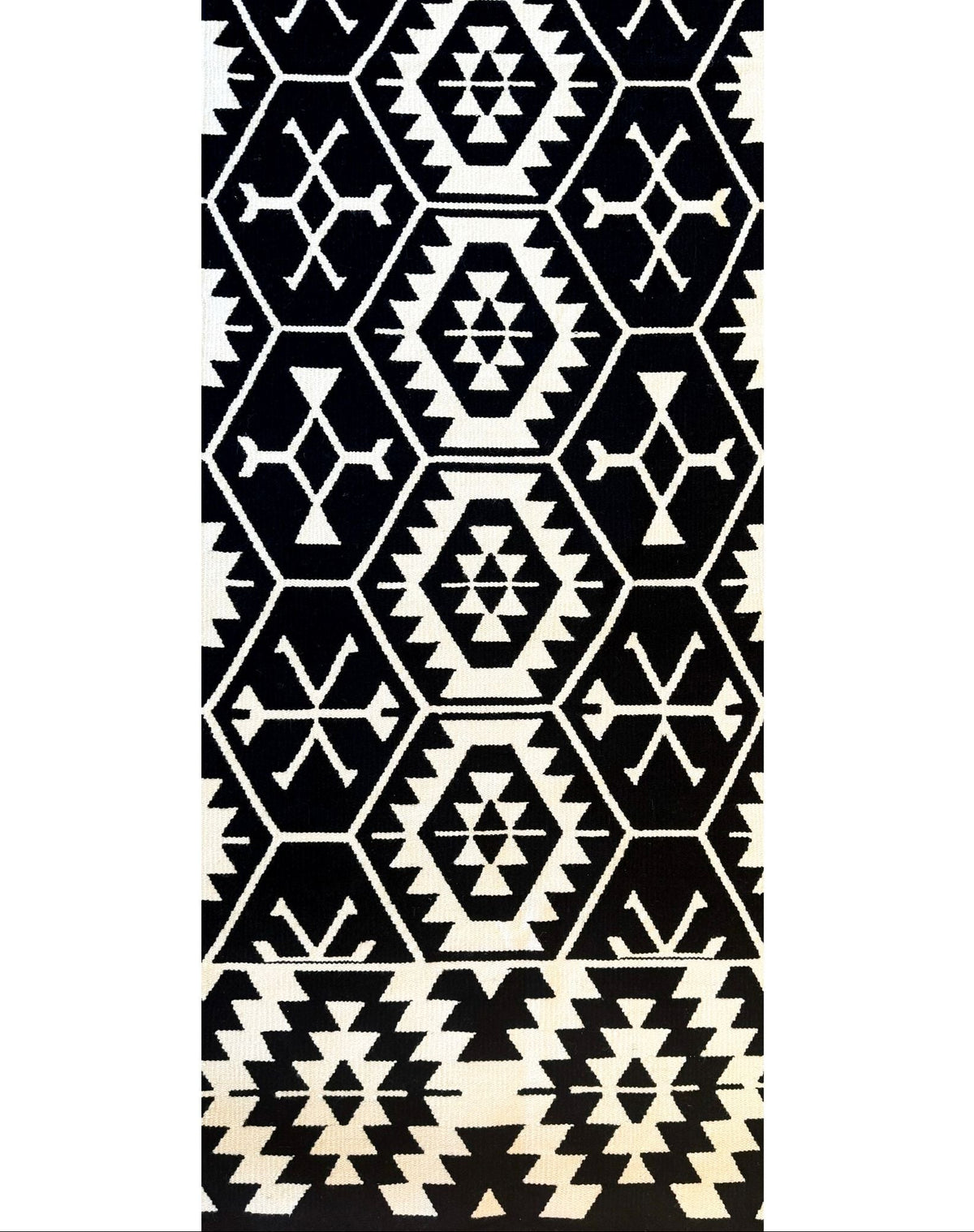 black wool kilim runner rug for modern interiors