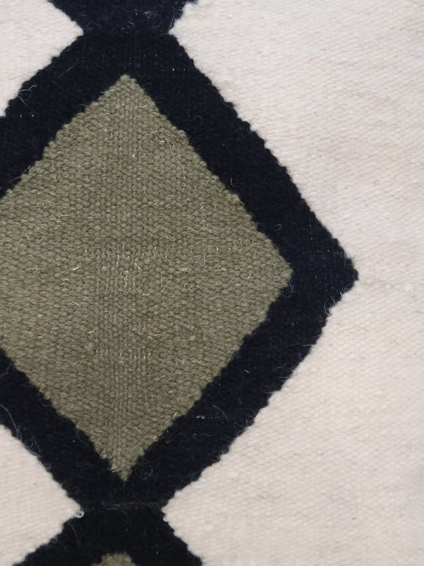 green and cream throw wool pillow