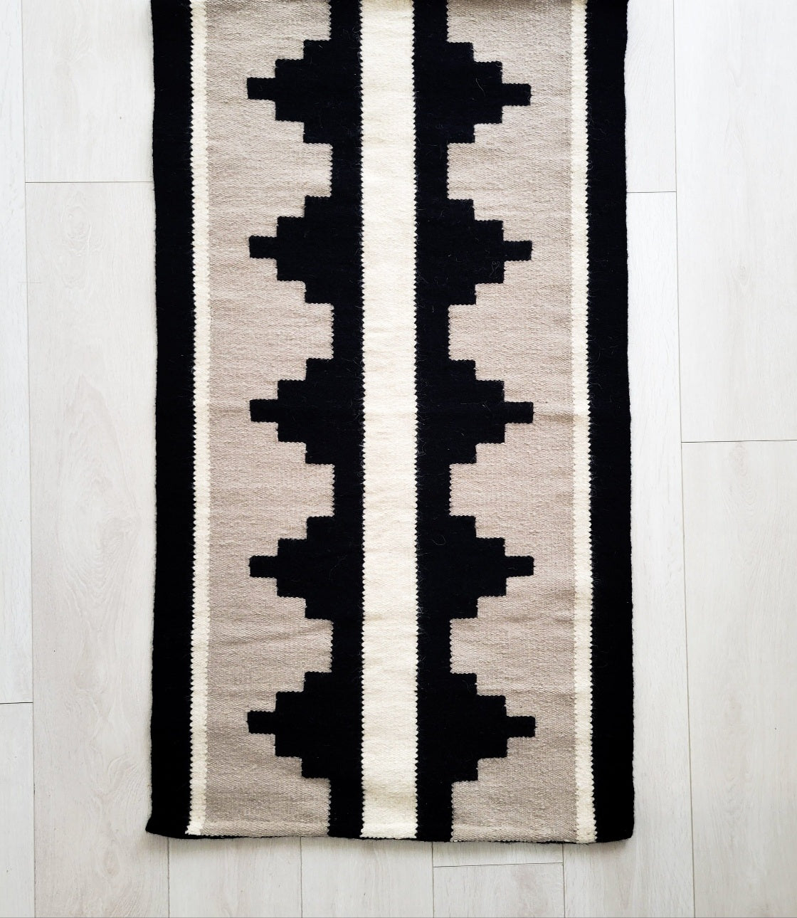 grey and black runner kilim