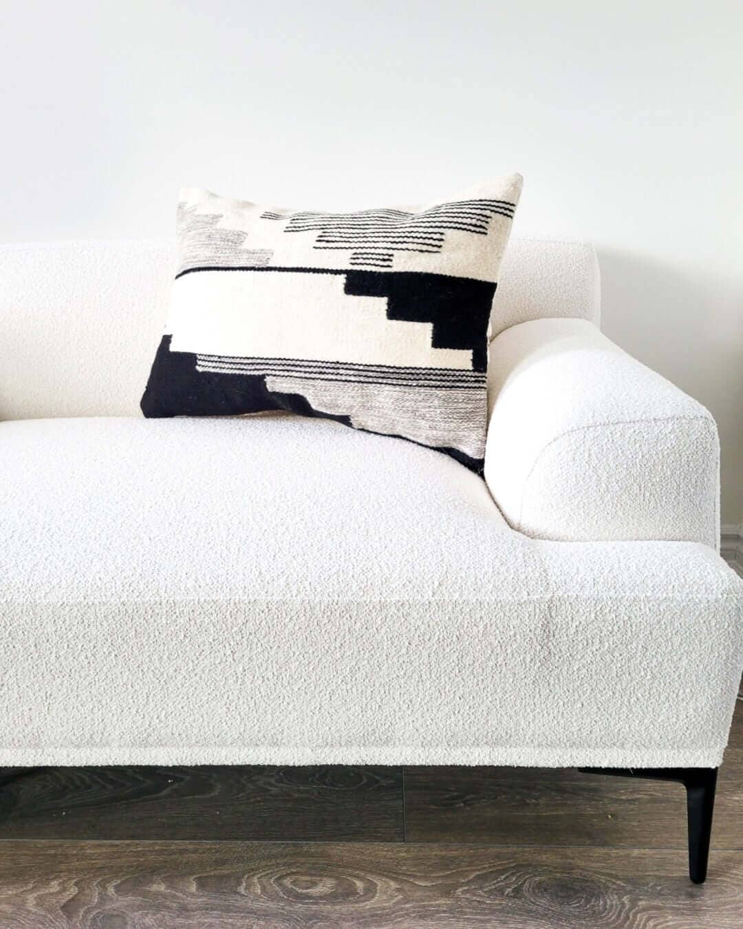 Black Terra Handwoven Wool Decorative Throw Pillow Cover