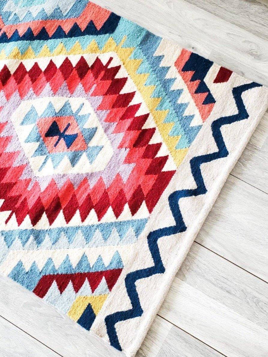 bright colored area rugs