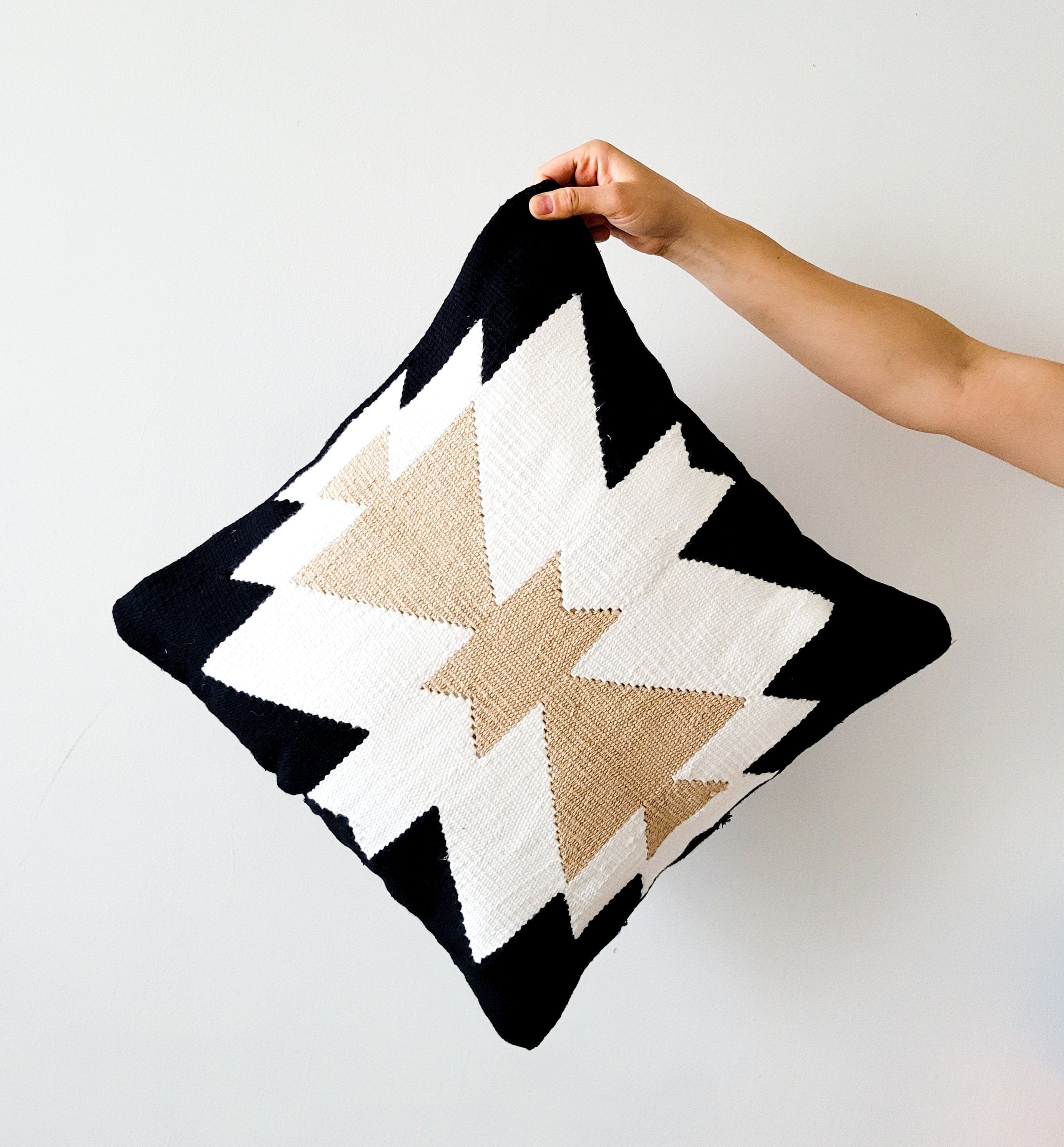 Passion Handwoven black and white decorative Pillow - MUMO TORONTO
