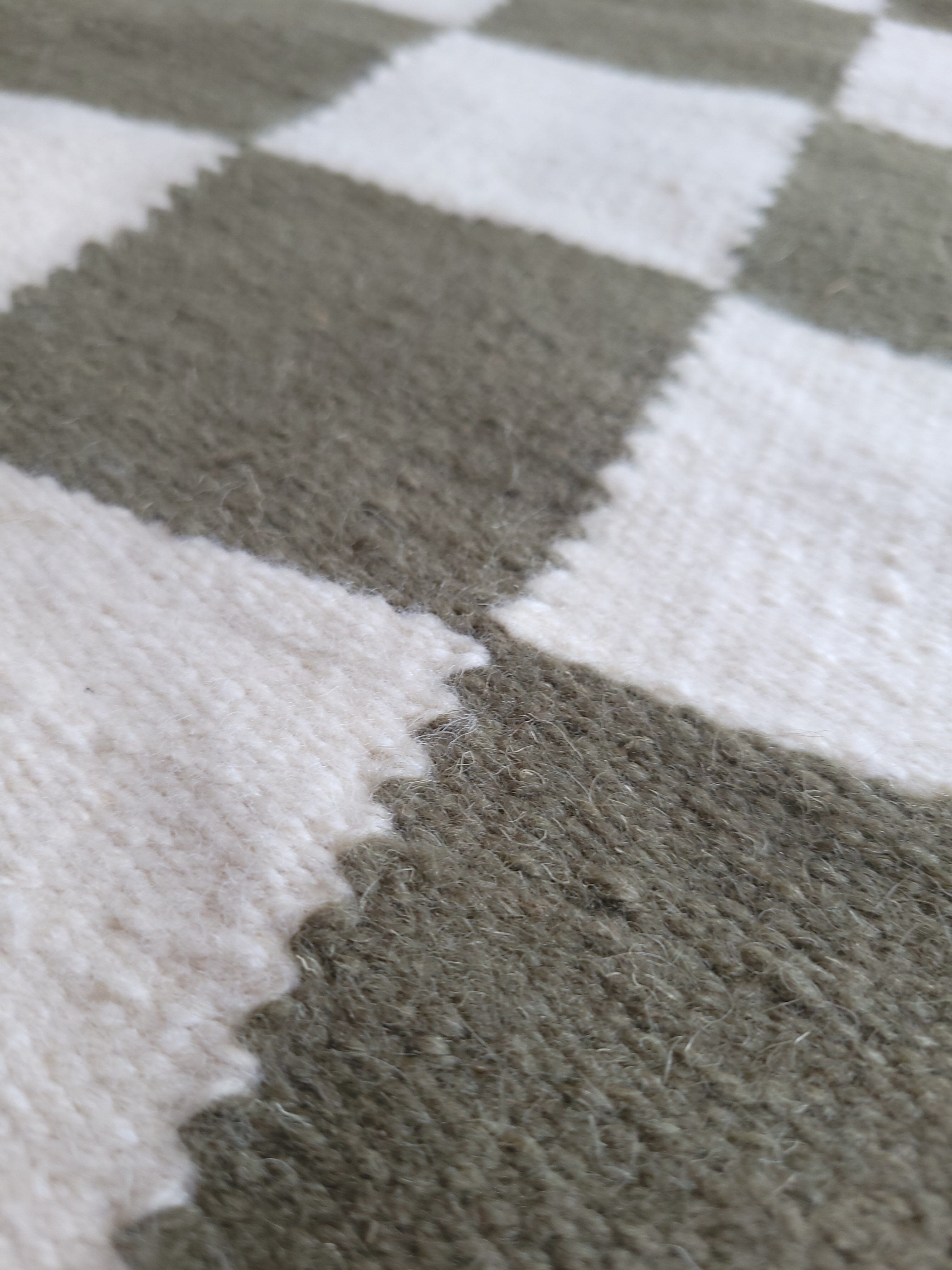 Rustic Checkered Handwoven Area Rug