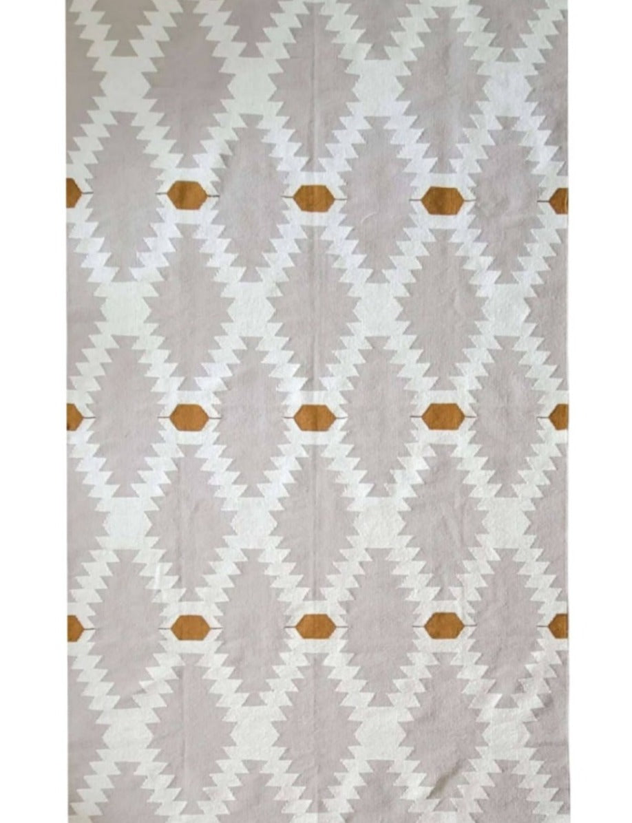 Taupe Diamonds Handwoven Kilim Rug