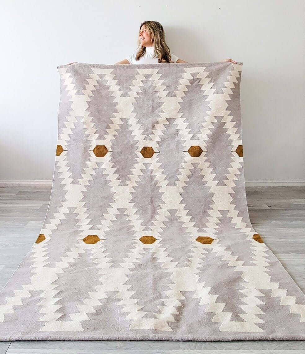 Taupe Diamonds Handwoven Kilim Rug