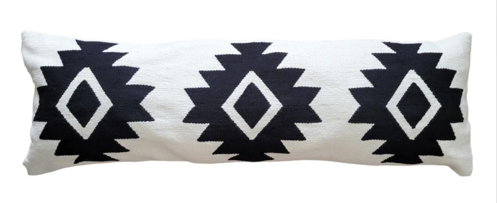 White Rima Handwoven Extra Long Lumbar Pillow