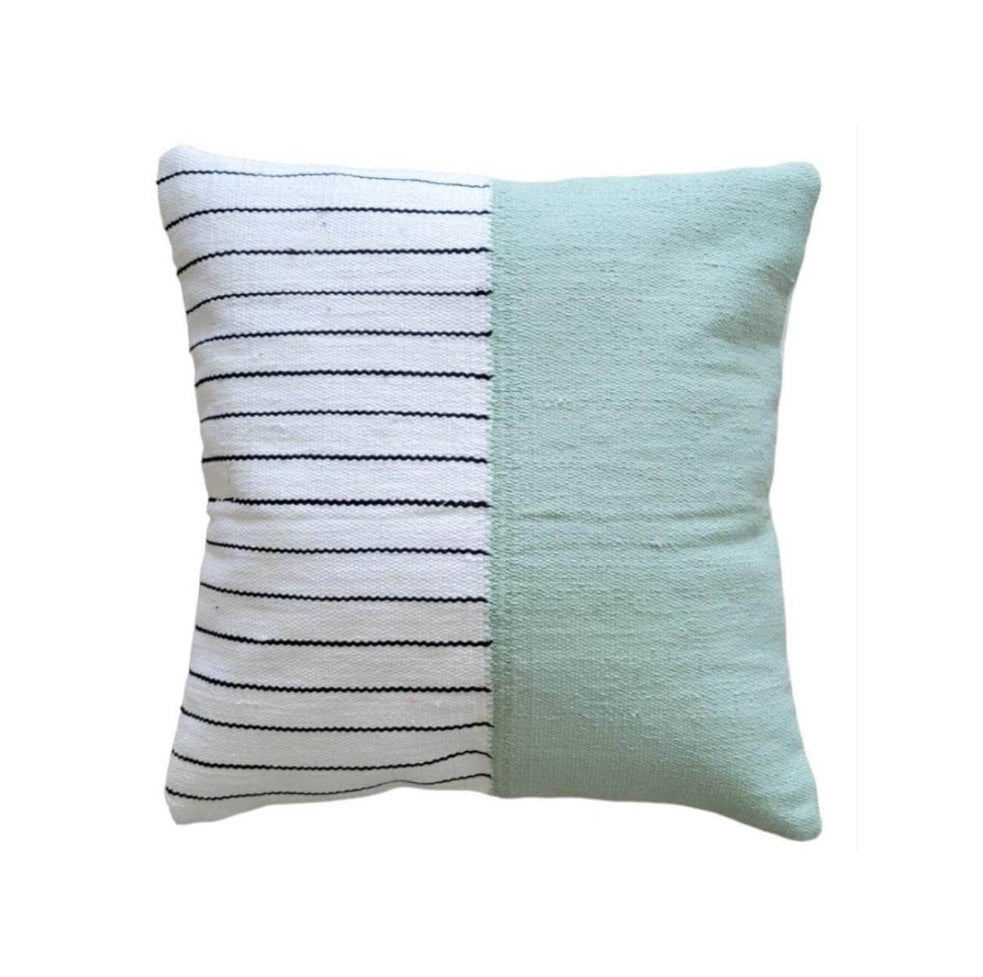 Decorative pillow with striped pattern on a white background