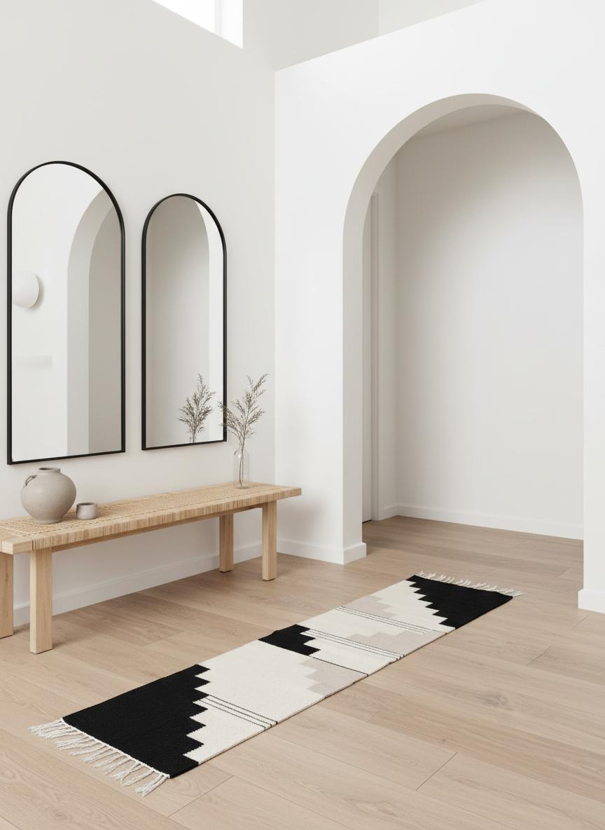 Ayda Handwoven Black and Cream Area Rug