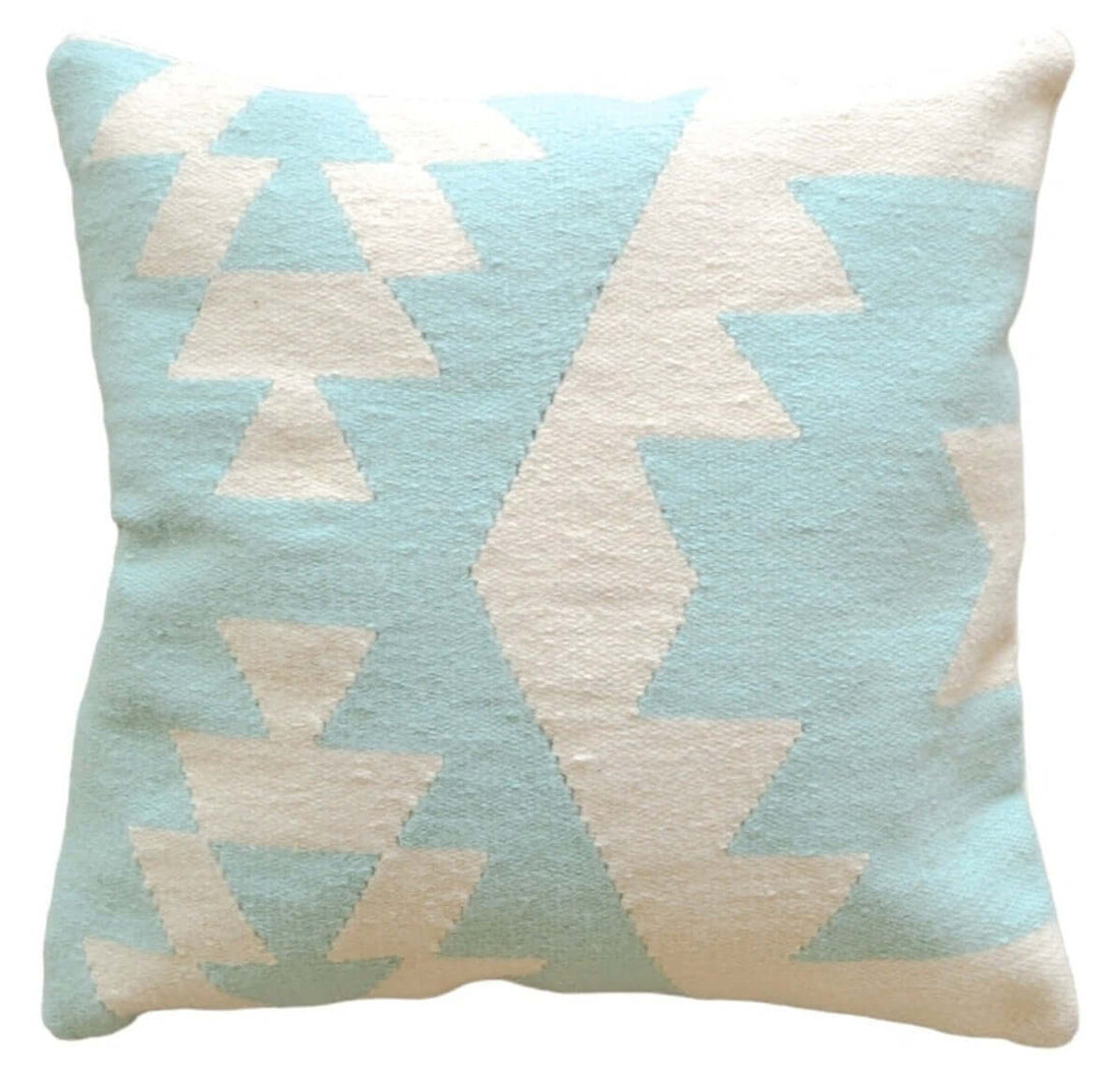 blue handmade throw pillow cover