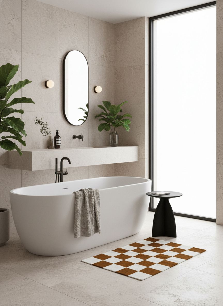 Rustic Checkered Handwoven Area Rug