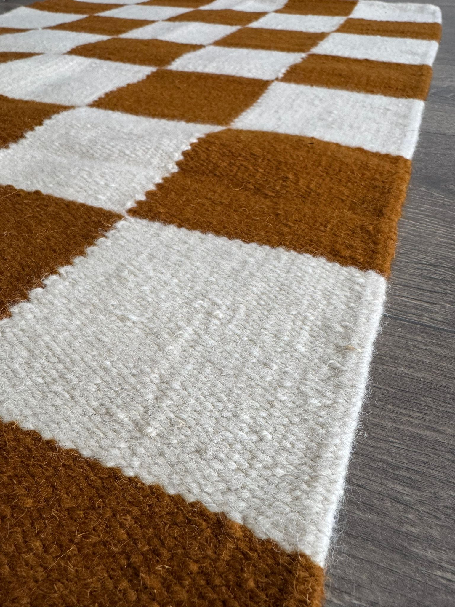 Rustic Checkered Handwoven Area Rug