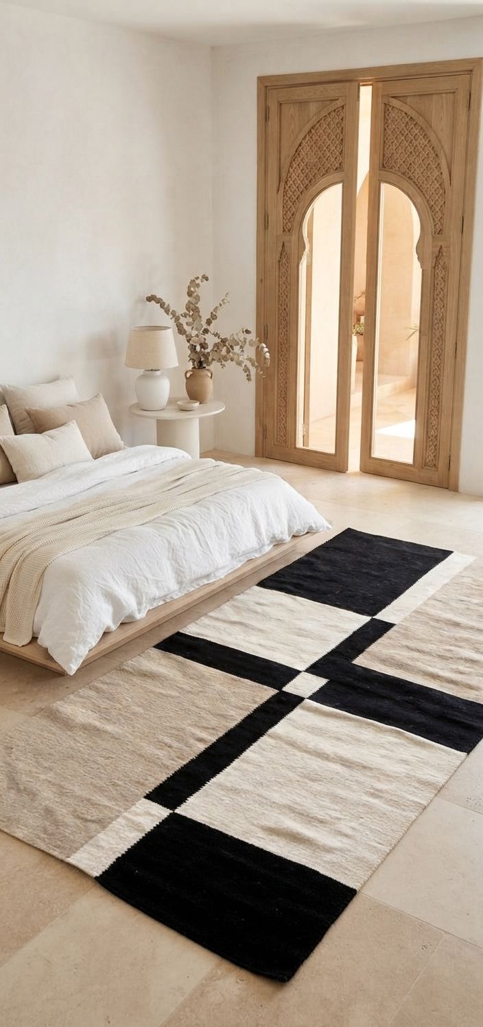 Contour Handwoven Black and Beige Rug