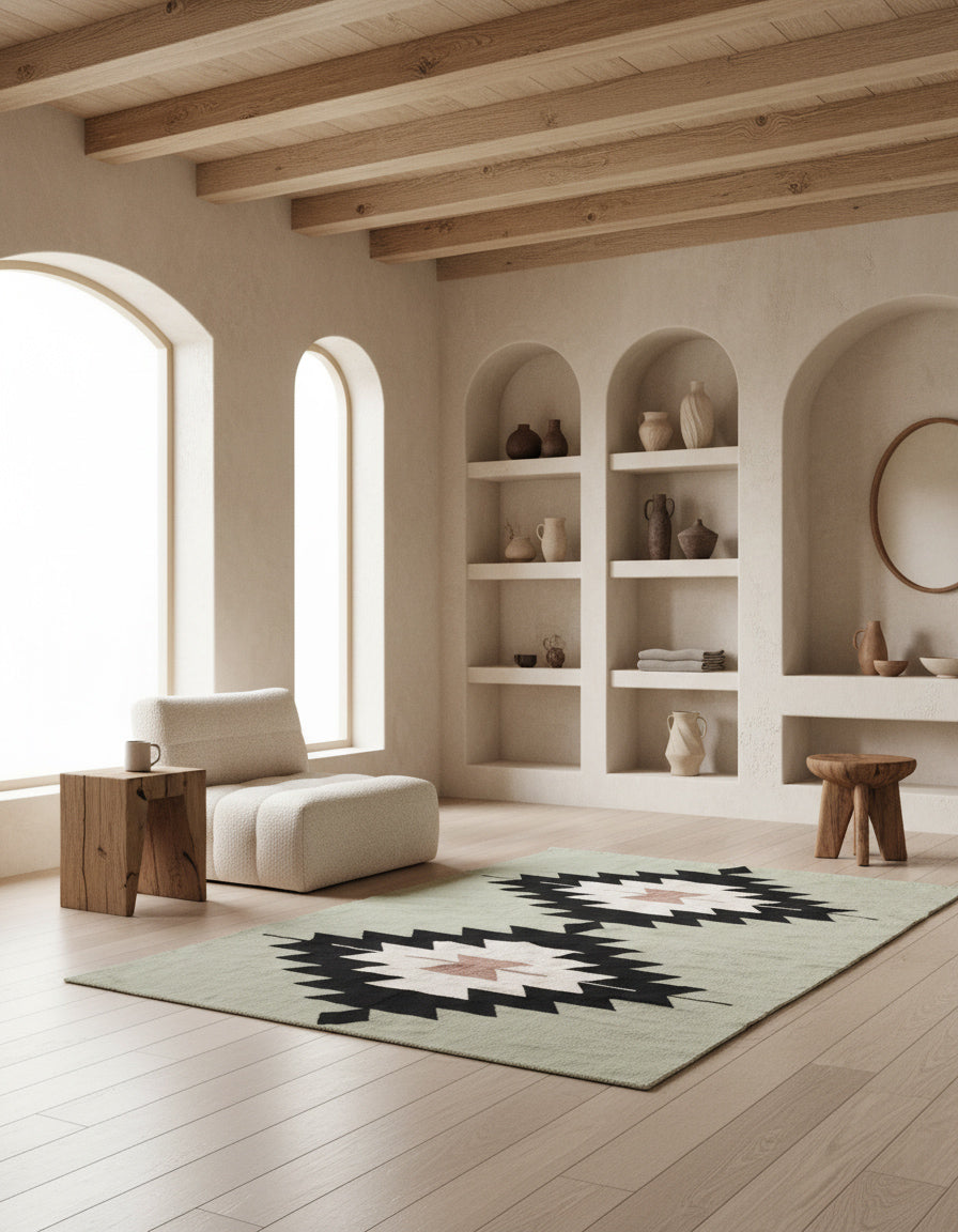 Green Arizona Handwoven Kilim Runner &amp; Area Rug