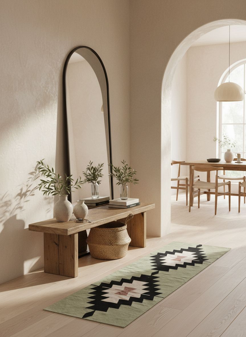 Green Arizona Handwoven Kilim Runner &amp; Area Rug