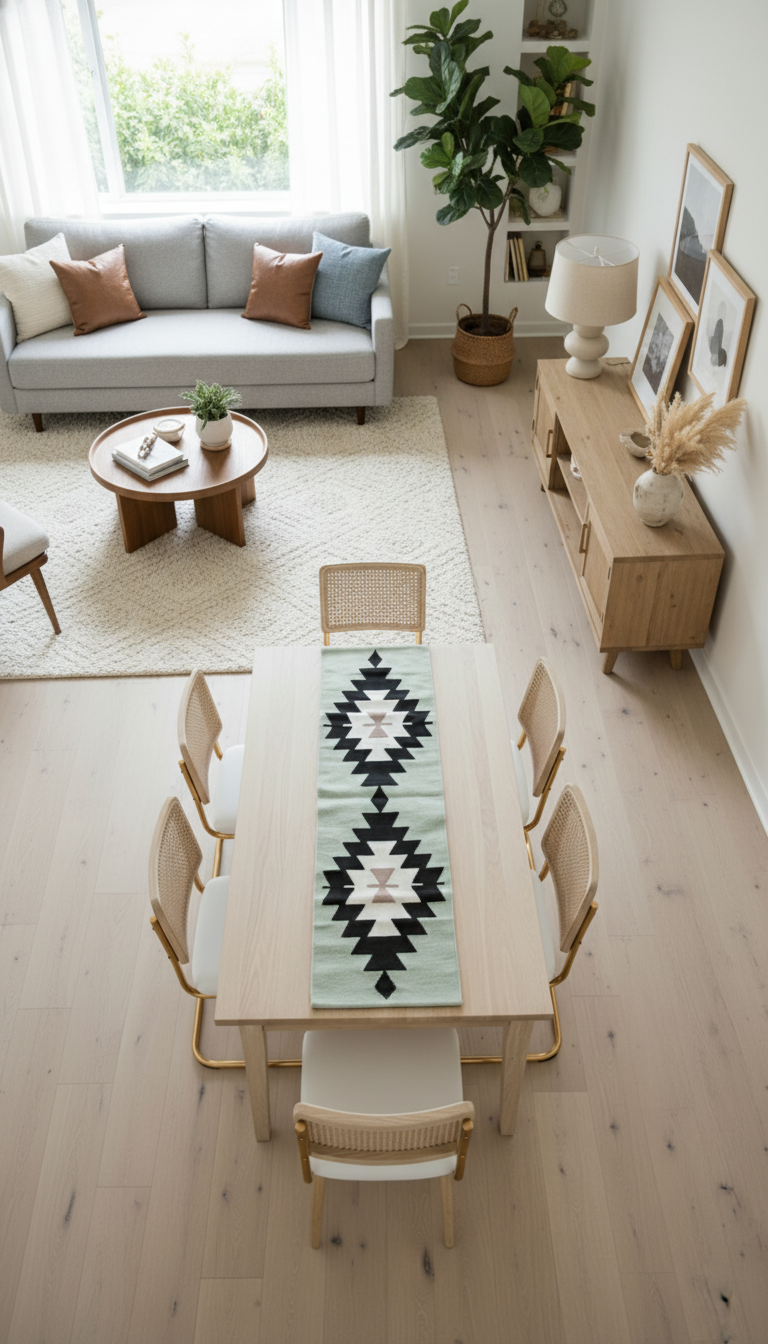 Green Sahara Table Runner | Natural Wool