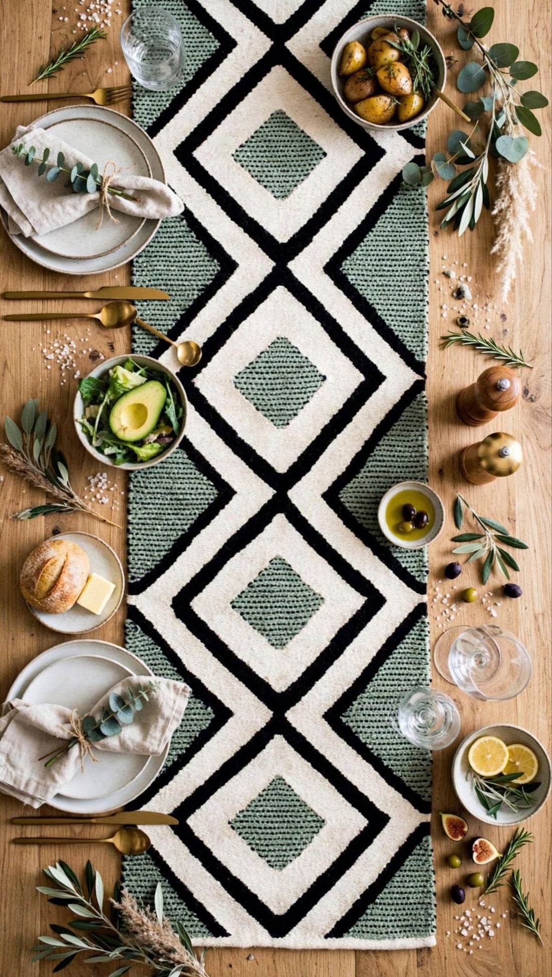 Green Zada Table Runner