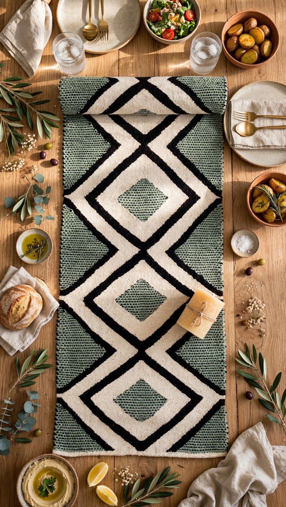Green Zada Table Runner