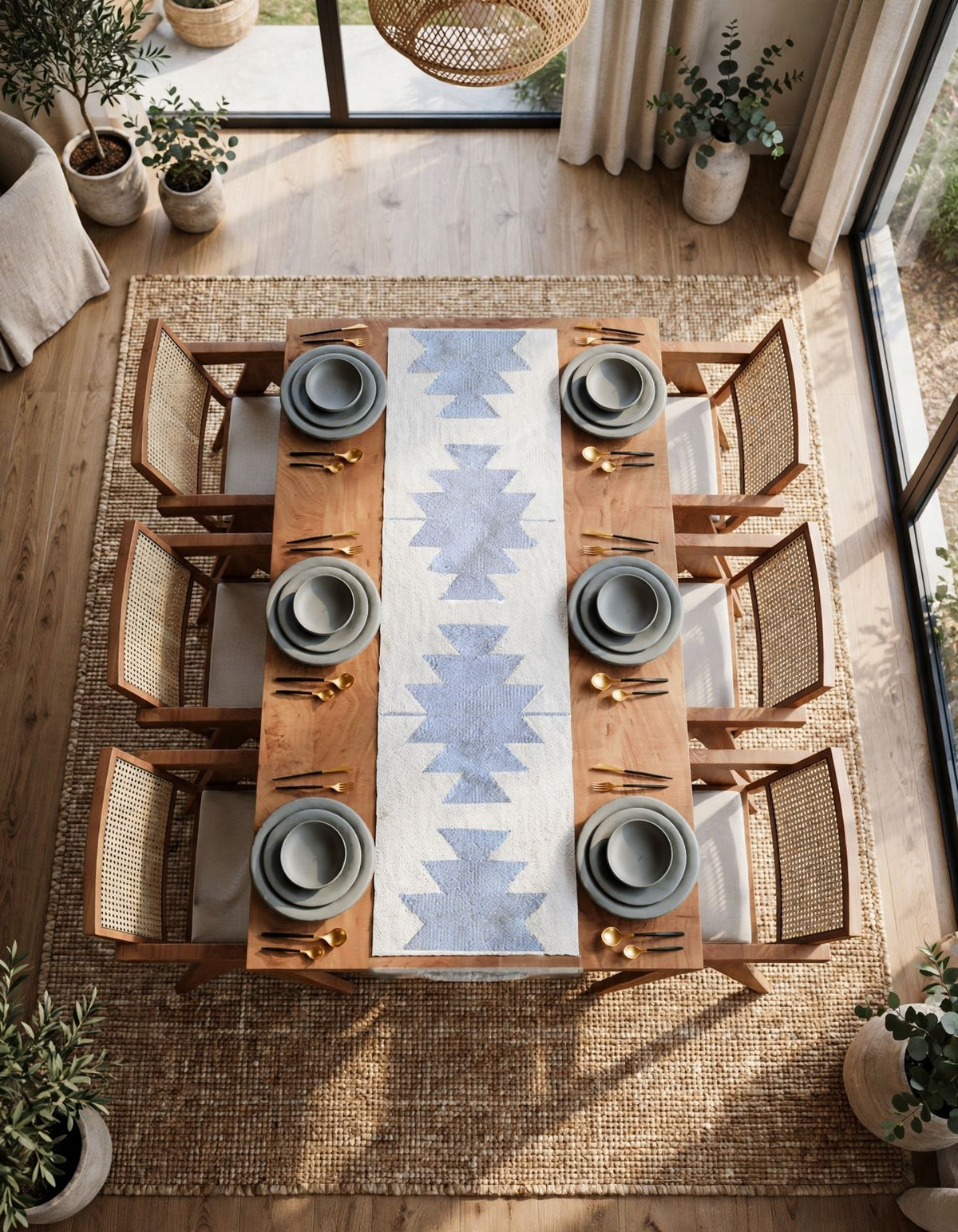 Grey Cleo Table Runner | Natural Wool