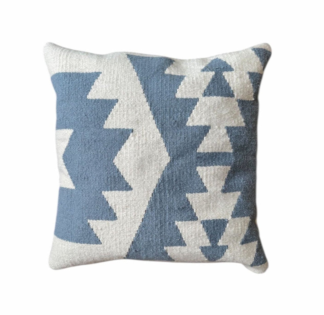 Blue modern wool handmade pillow for modern interiors 