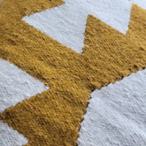 mustard white decorative pilow