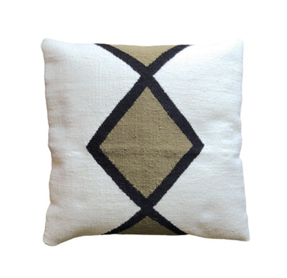Decorative pillow with geometric pattern on a white background