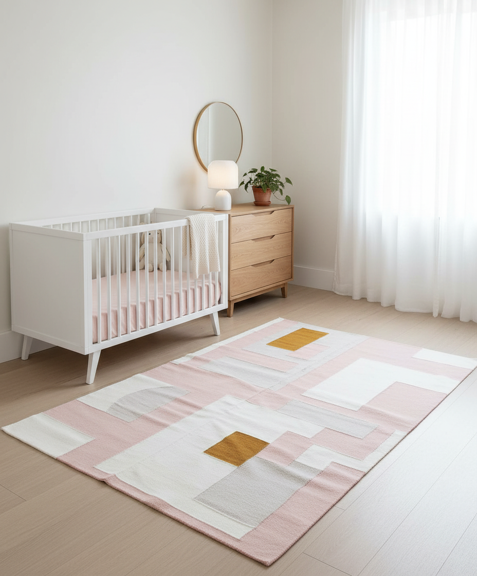Maya Pink Nursery Playroom Rug