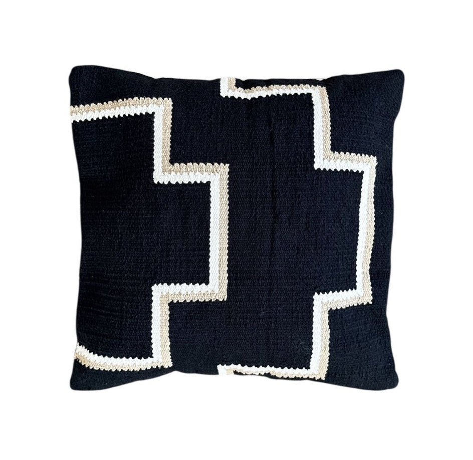 Maze Black &amp; Beige Throw Pillow