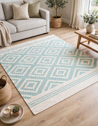 Ivory Handwoven Area Rug | Living room Dining room Bedroom Rug