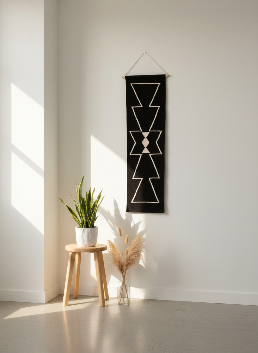 Black Mut Handwoven Wall Hanging Tapestry