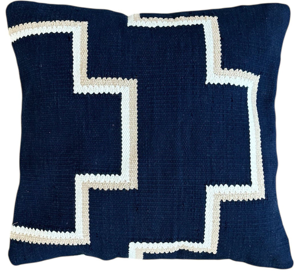 Navy Blue Maze Cotton Pillow