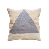 Beige pillow with a gray triangle design
