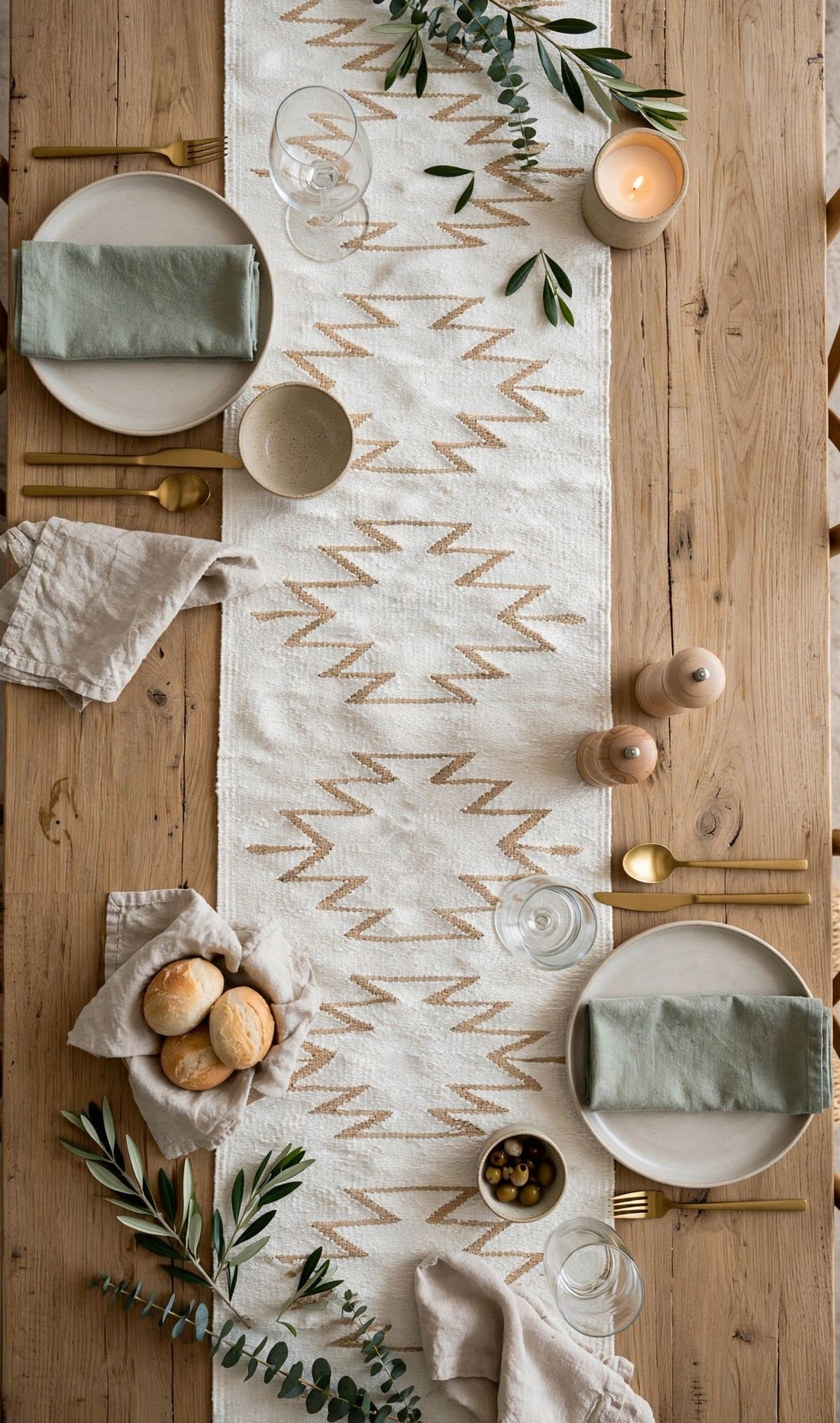 Neutral Cleo Cotton Table Runner