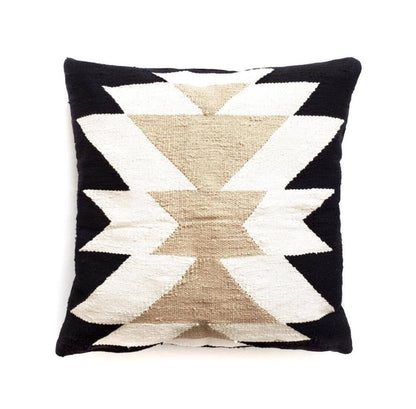 Decorative pillow with geometric pattern on a white background