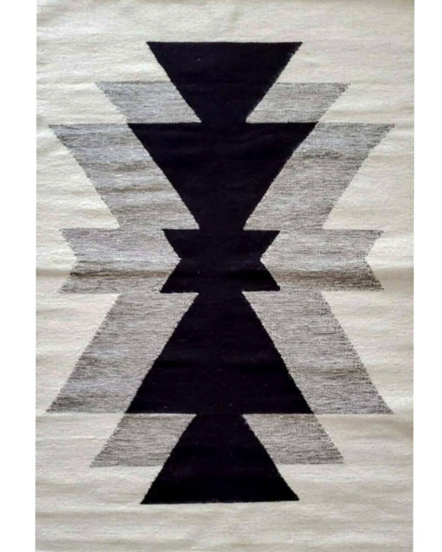 black and grey handwoven rug