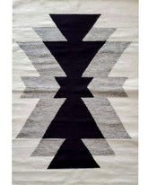 black and grey handwoven rug