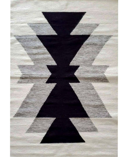 black and grey handwoven rug