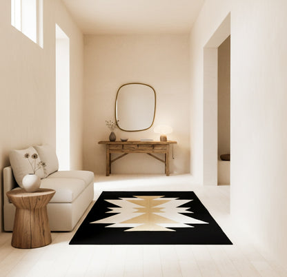 Royal Black Handwoven Rug | Black