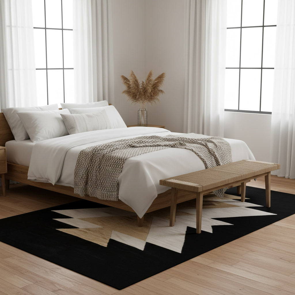 Royal Black Handwoven Rug | Black