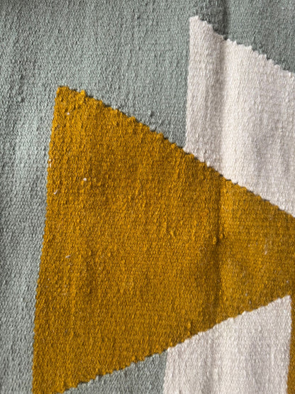 Royal Sage Green &amp; Mustard Handmade Rug