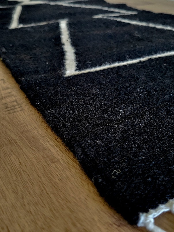 black table runner handmade