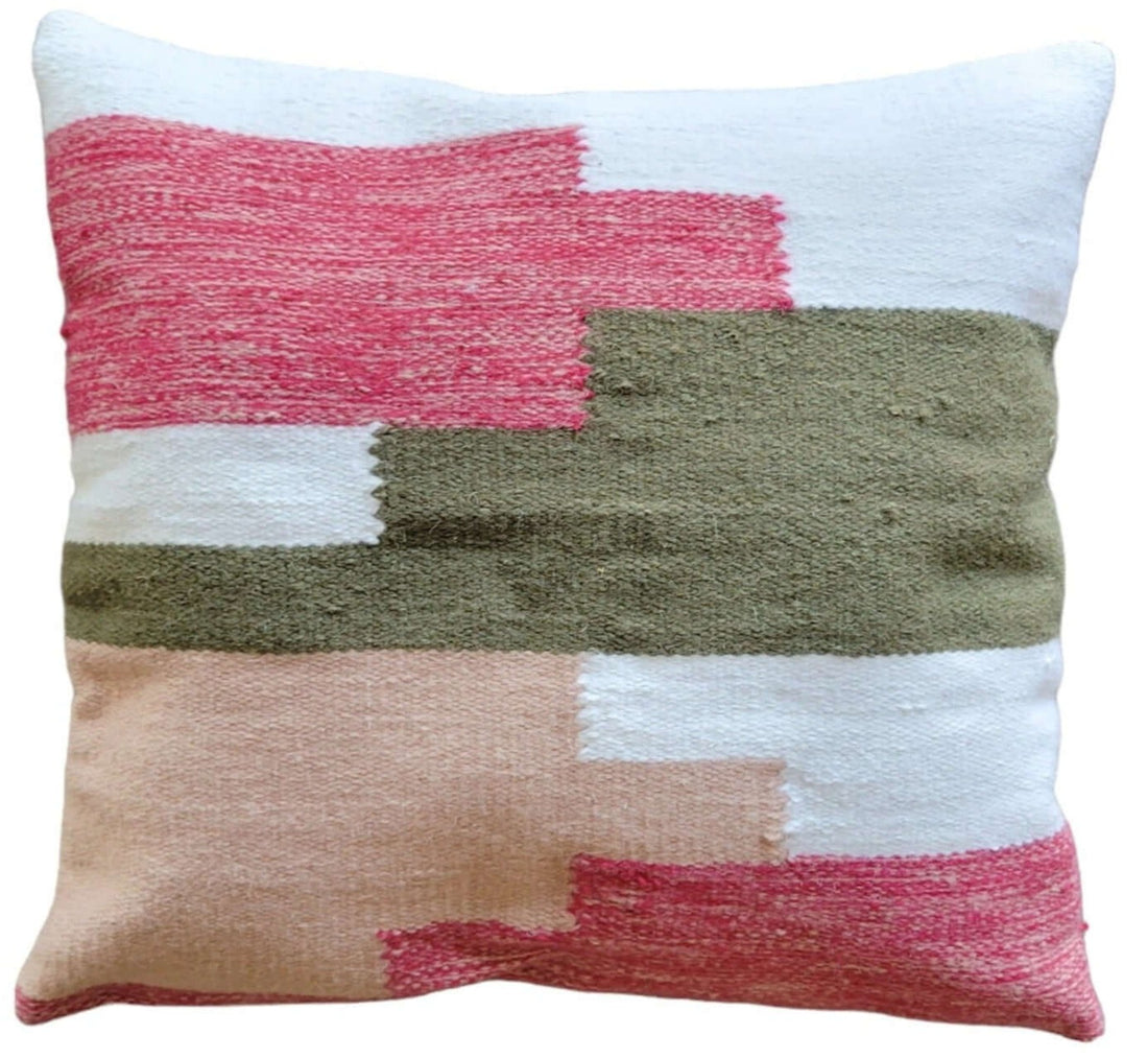 Throw Pillow Cover, Olive Green, Magenta